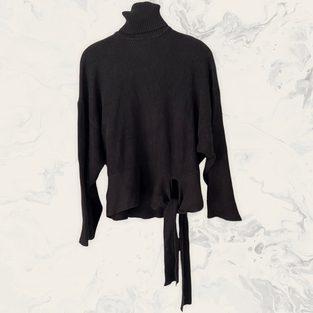 Zara Black Turtleneck Sweater with Side Tie